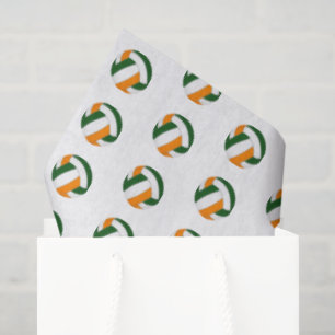 tiny green orange volleyballs pattern tissue paper