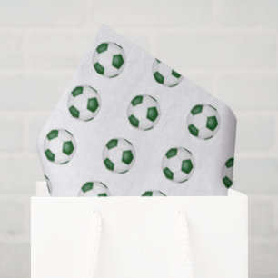 tiny green white soccer balls pattern tissue paper