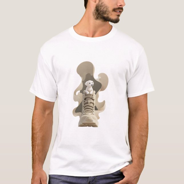 Tiny Guardian on a Giant Shoe T-Shirt (Front)