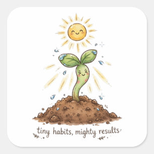 Tiny Habits Mighty Results Kawaii Sprout Sticker