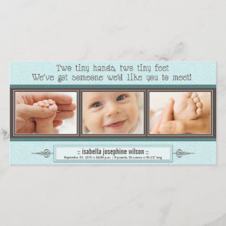 Tiny Hands, Tiny Feet Birth Announcement (blue)
