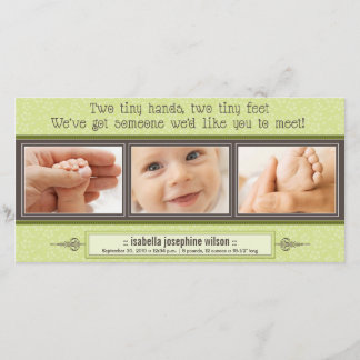Tiny Hands, Tiny Feet Birth Announcement (lime)