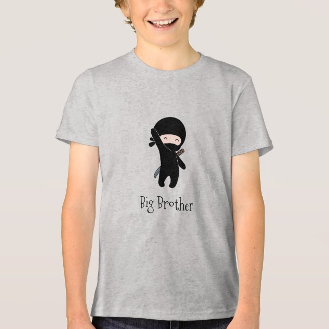 Tiny Happy Ninja - Big Brother Tri-Blend Shirt (Front)