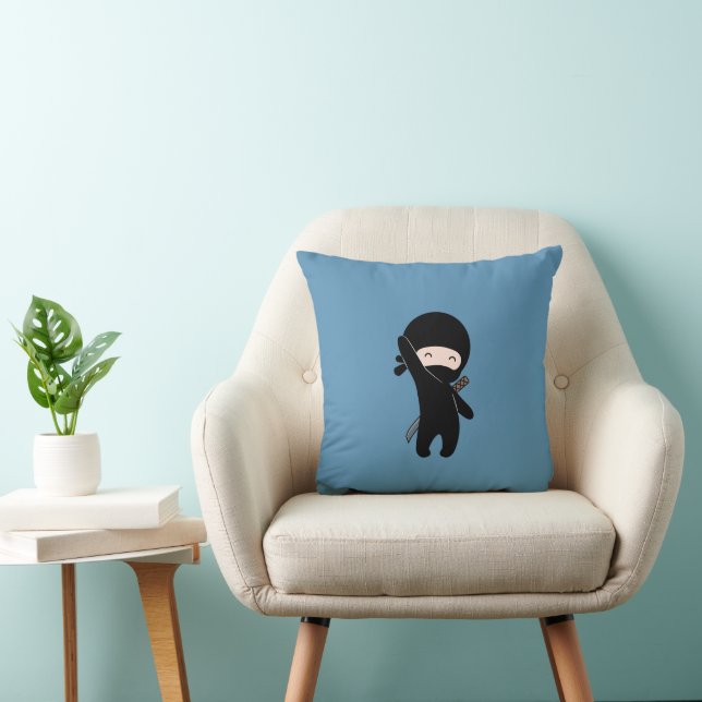 Tiny Happy Ninja on Blue Cushion (Chair)