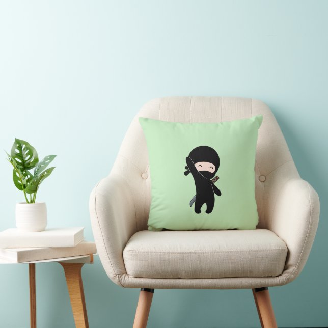 Tiny Happy Ninja on Green Cushion (Chair)
