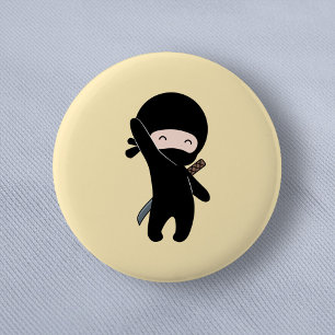 Tiny Happy Ninja on Yellow 6 Cm Round Badge