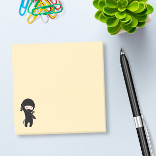 Tiny Happy Ninja on Yellow Post-it Notes