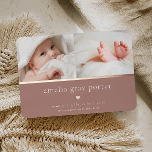 Tiny Heart   Two Photo Foil Birth Announcement