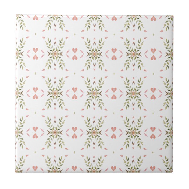 Tiny Hearts and Leaves Seamless Tile (Front)