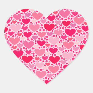 Tiny Hearts Big Heart on Rose Pink Heart Sticker