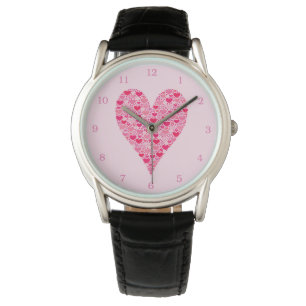 Tiny Hearts Big Heart on Rose Pink Valentines Watch