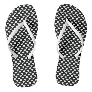 Tiny Hearts Black White Flip Flops