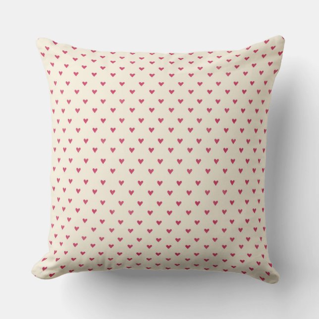 Tiny Hearts Little Red Dot Heart Print Cushion (Front)