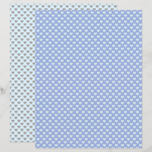 Tiny Hearts Pastel Blue Grey Scrapbook Paper