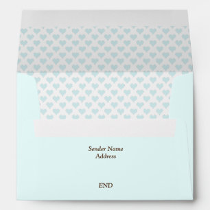 Tiny Hearts Pastel Blue Lined Envelope