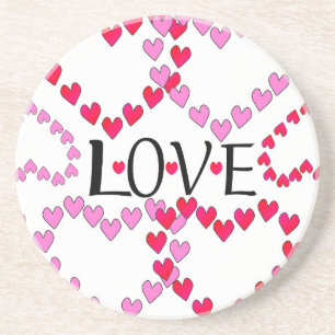 Tiny Hearts Pink Red LOVE Coaster