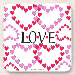 Tiny Hearts Pink Red LOVE Coaster