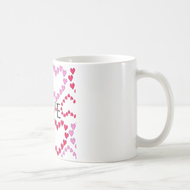 Tiny Hearts Pink Red LOVE Coffee Mug (Right)