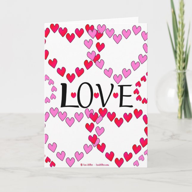 Tiny Hearts Pink Red LOVE Holiday Card (Front)