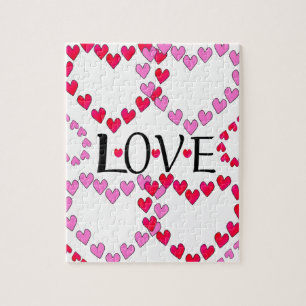 Tiny Hearts Pink Red LOVE Jigsaw Puzzle