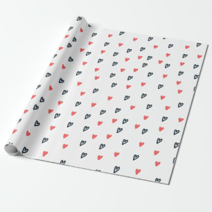 Tiny Hearts Red and Black Valentine's Day Wrapping Paper