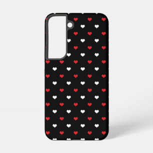 Tiny Hearts Red and White Black Background Pattern Samsung Galaxy Case