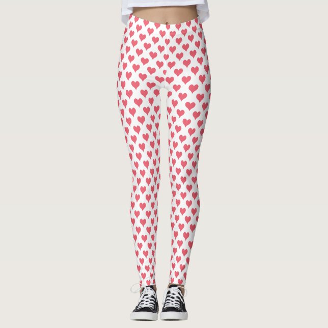 Tiny Hearts Red  White Leggings (Front)