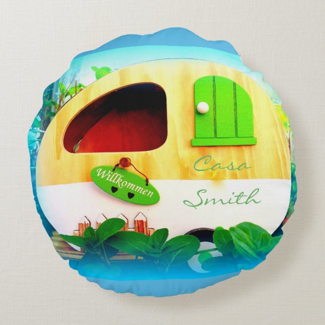 Tiny house casa caravan round cushion (Back)