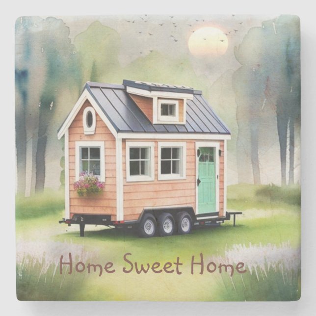 Tiny House Housewarming Stone Coaster (Front)