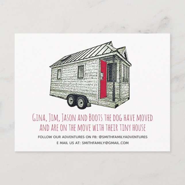 Tiny House Moving Announcement Postcard (Front)