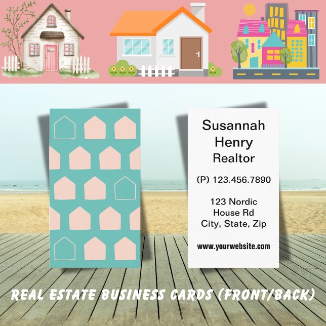 Tiny House Pattern Simple Real Estate Architecture Business Card (Creator Uploaded)