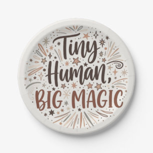 "Tiny Human, Big Magic" Boho Starburst Quote Paper Plate