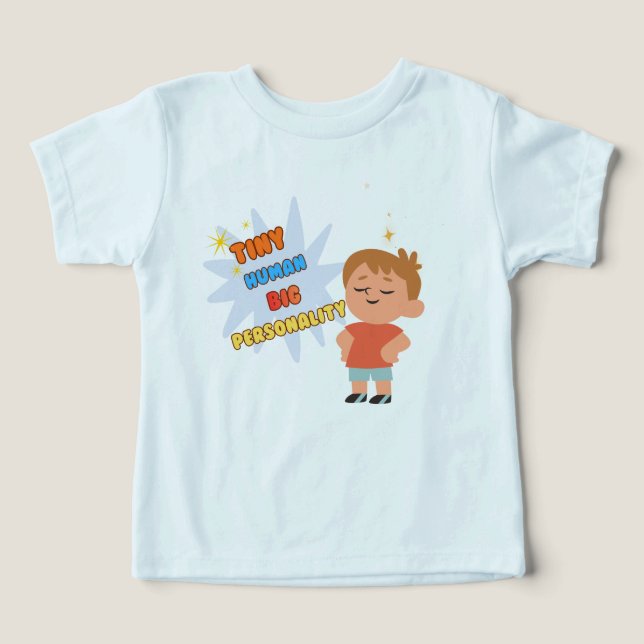 Tiny Human Big Personality Funny Kids T-ShiT-Shirt (Design Front)