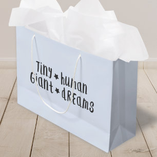Tiny Human Giant Dreams   Baby Boy Blue Stylish Large Gift Bag