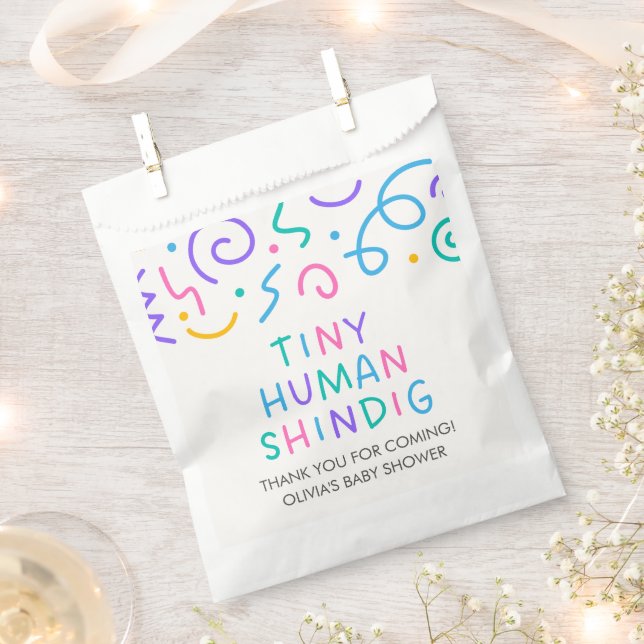 Tiny Human Shindig Baby Shower Favour Bags (Clipped)