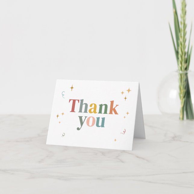 Tiny Human Shindig Baby Shower Thank You Card (Front)
