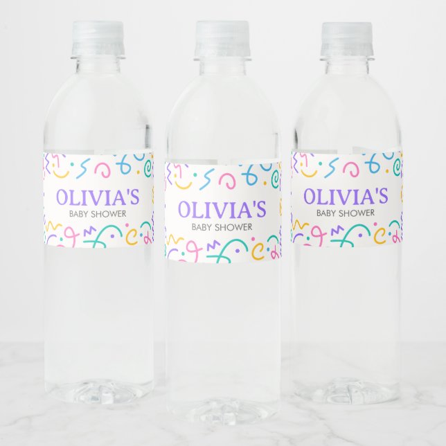 Tiny Human Shindig Baby Shower Water Bottle Label (Bottles)