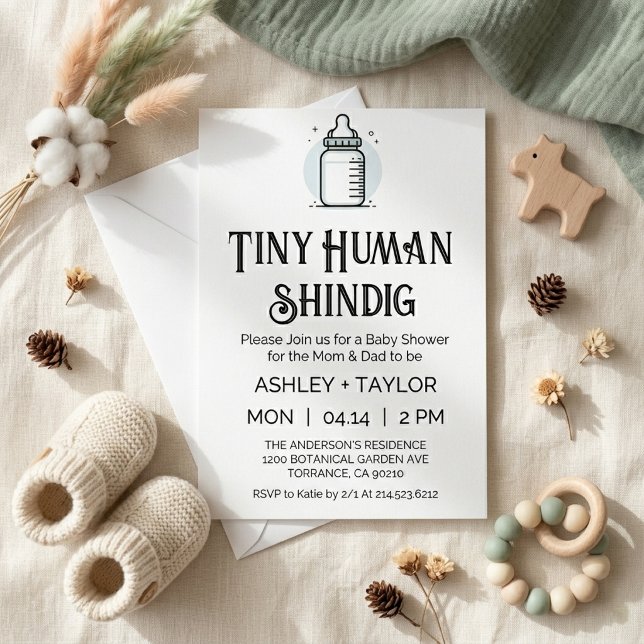 Tiny Human Shindig Minimalist Baby Shower Invitation (Creator Uploaded)