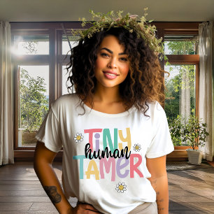 Tiny Human Tamer Cute Colourful Handwritten Text  Plus Size T-Shirt