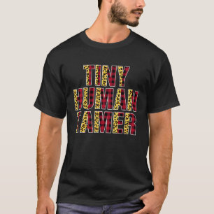 Tiny Human Tamer Half Leopard Plaid  Mom Mother's  T-Shirt