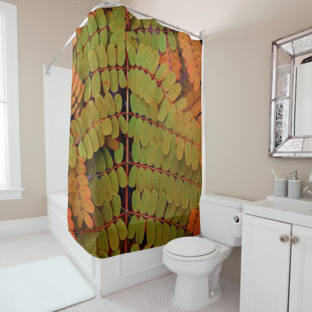 Tiny Leaves Pattern Shower Curtain (In Situ)