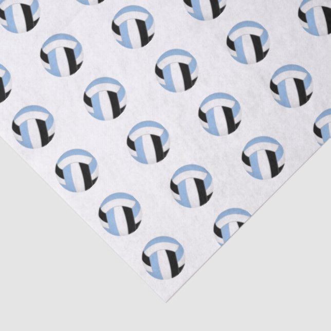 tiny light blue black volleyballs pattern tissue paper (Detail)