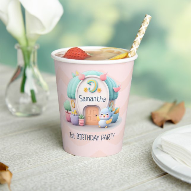 Tiny little house with dragon 1st Birthday Party Paper Cups (Insitu)