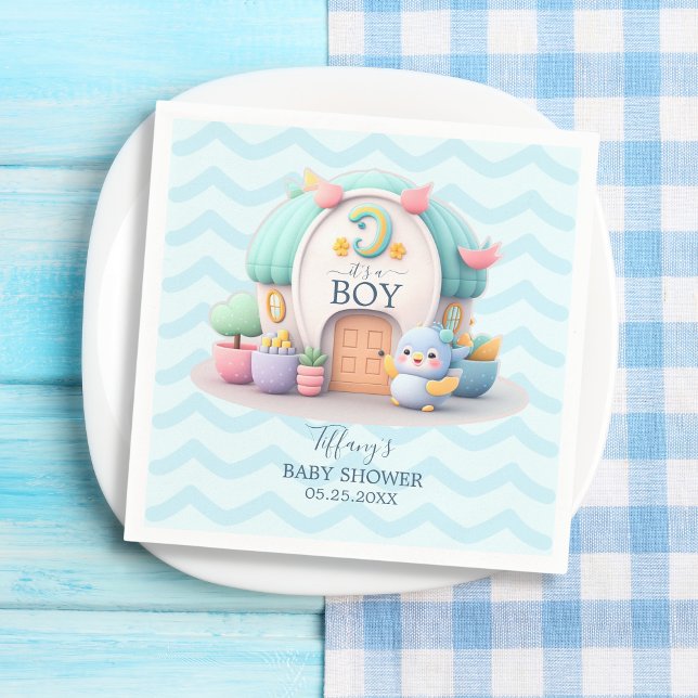 Tiny little house with dragon Boy Baby Shower Napkin (Creator Uploaded)