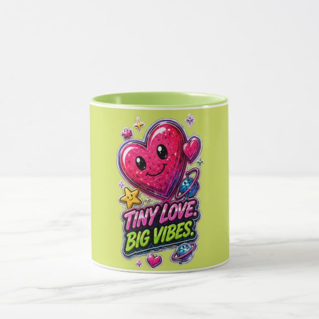 Tiny Love Big Vibes 💖 Cute Aesthetic  Mug (Center)