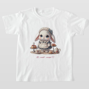 Tiny Maid Bunny - Antique Cafe Style Kawaii Art T-Shirt