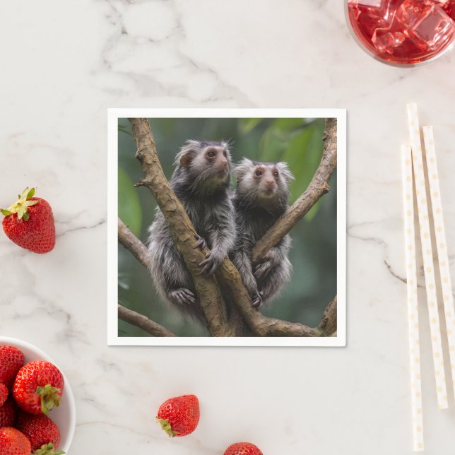Tiny Marmoset Titans Among the Branches, Napkin (Insitu)