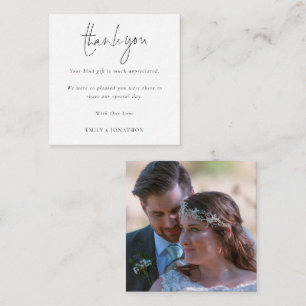 TINY MINI SIZE Script Photo Wedding Thank You Card