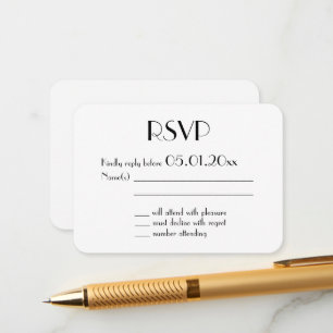 Tiny Minimal Deco White Wedding RSVP Enclosure Card
