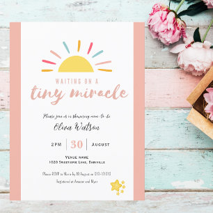 Tiny miracle Invitation Postcard, Pink Baby Shower Postcard